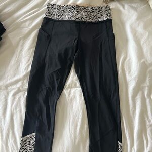 Lululemon Athletica Black and White Mesh Panel Leggings